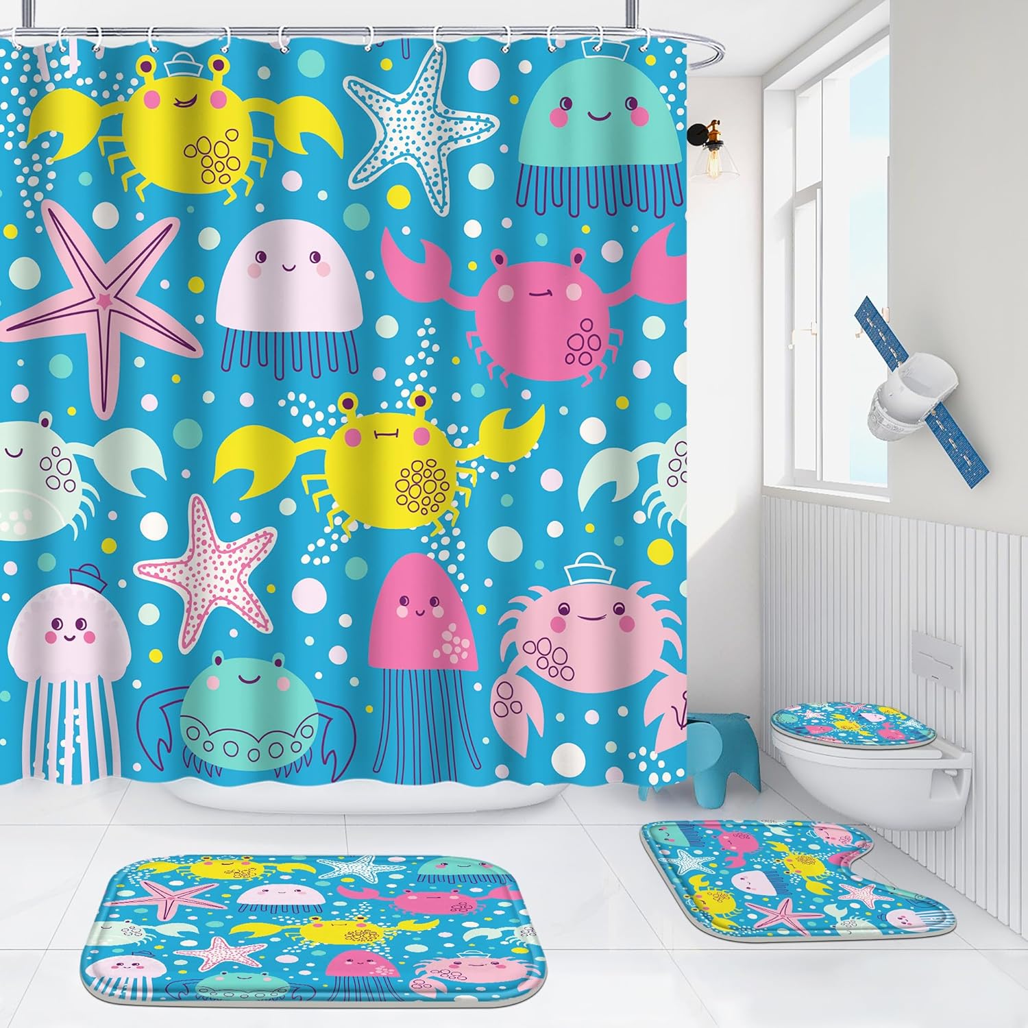 4-Piece Bathroom Set for Kids Ocean Octopus Design