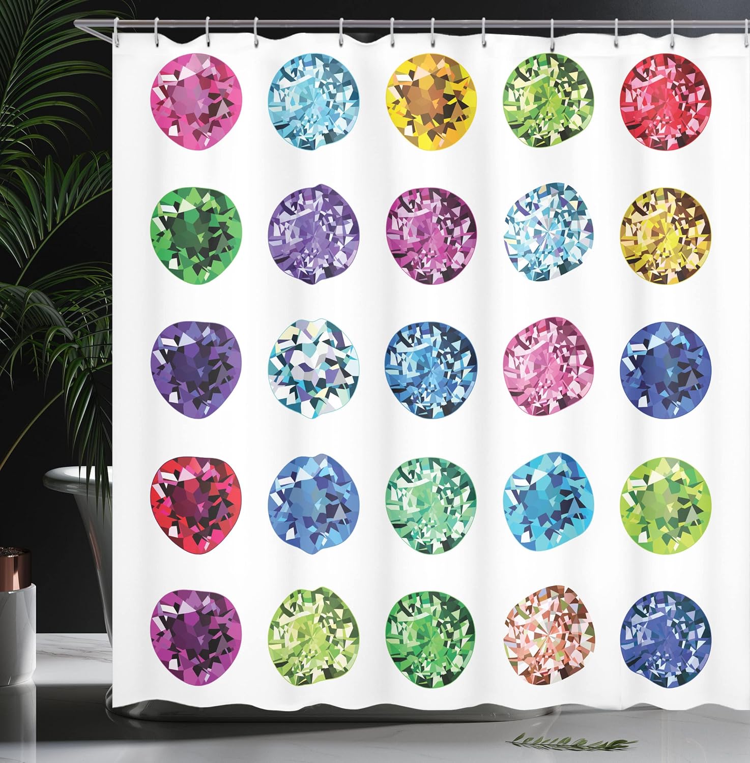 Ambesonne Diamond Shower Curtain - Bold Design Purple Emerald