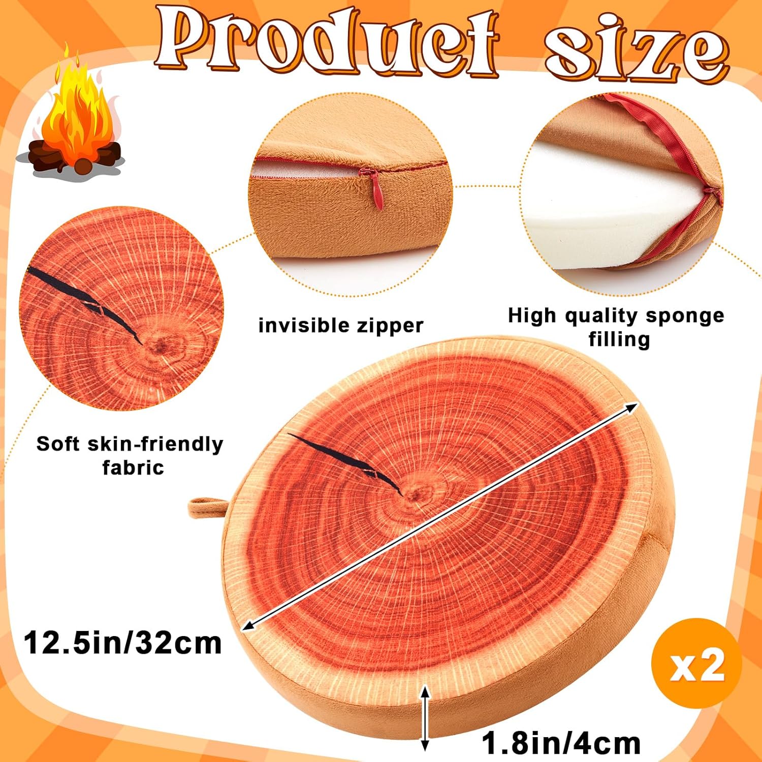 3 Pcs Campfire Plush Set Realistic Camping Experience