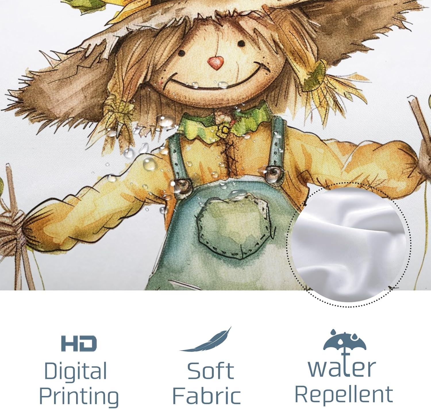 Fall Cool Scarecrow Shower Curtain Set 62x72