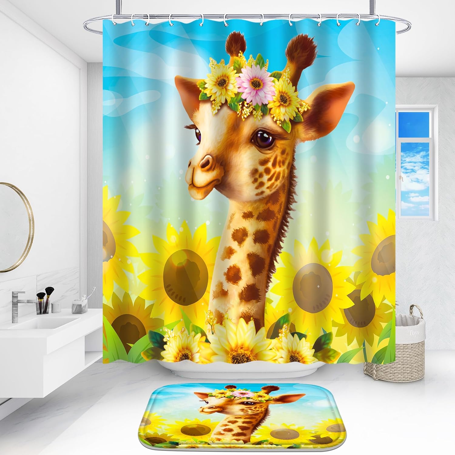 4PCS Bathroom Set Cute Giraffe Design Comfortable Hygienic