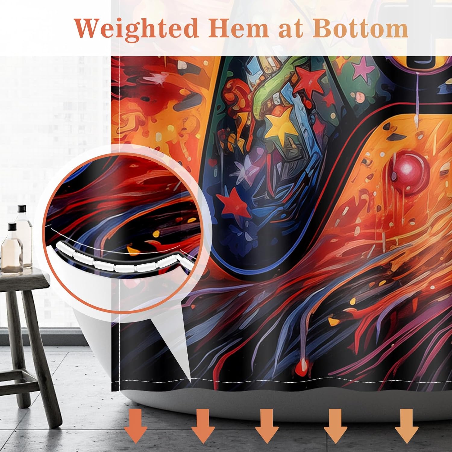 Aimego Gaming Shower Curtain Set with 12 Hooks 1