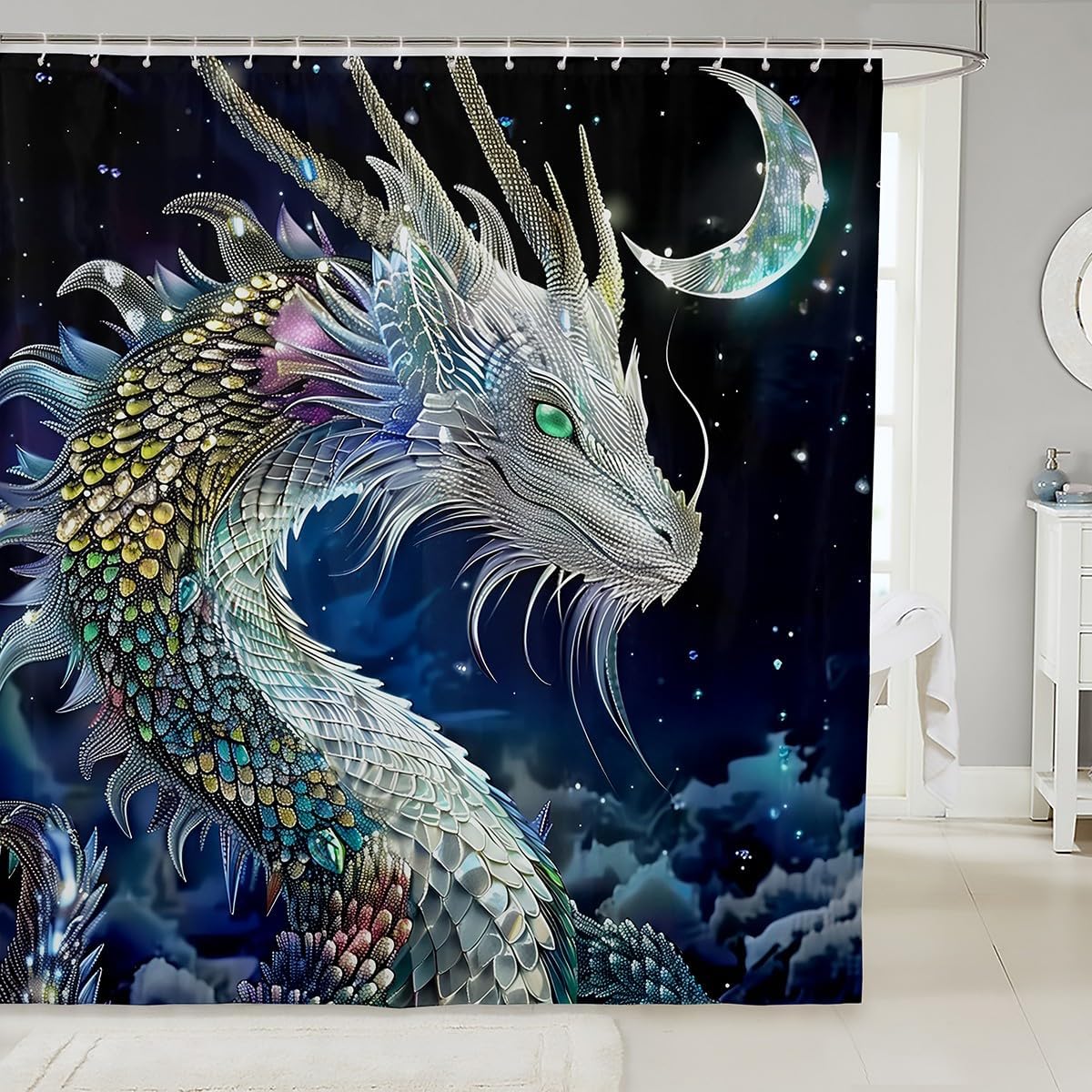 Feelyou Dragon 72 shower curtain boys set in white