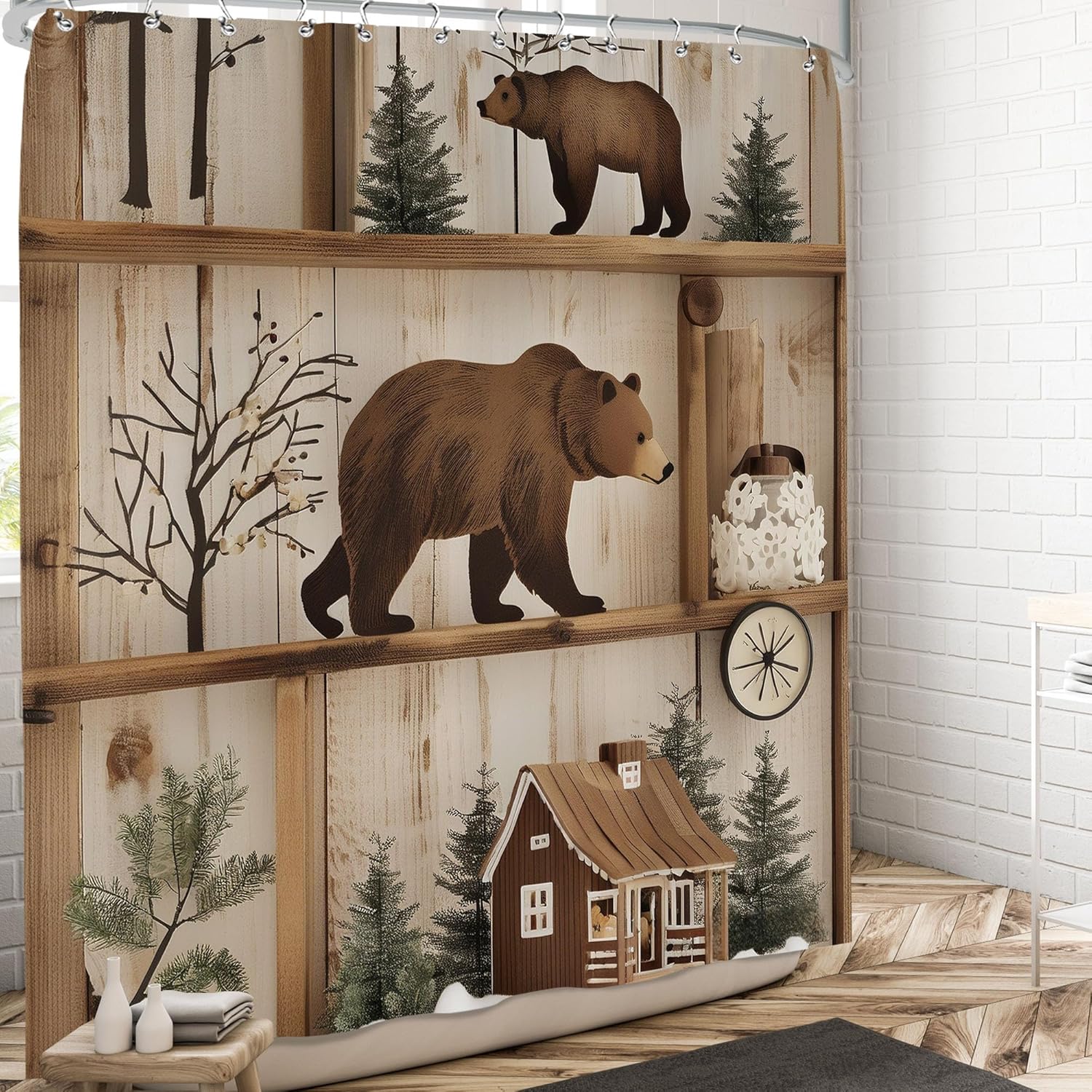 Rustic Cabin Bear 60x72