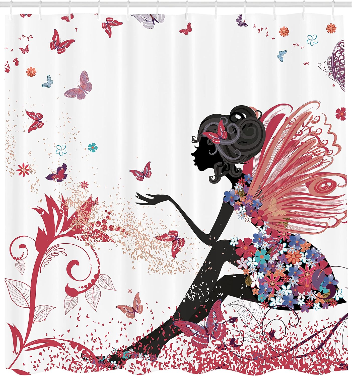 Ambesonne Fantasy Shower Curtain with 12 Hooks Pale Ruby