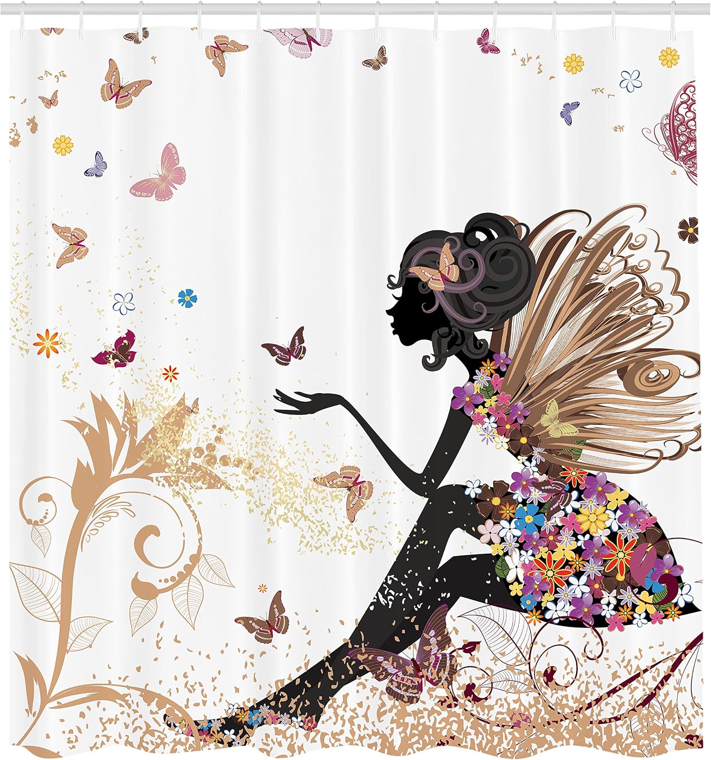 Ambesonne Fantasy Shower Curtain Spring Girl Wings Unique Bathroom Decor