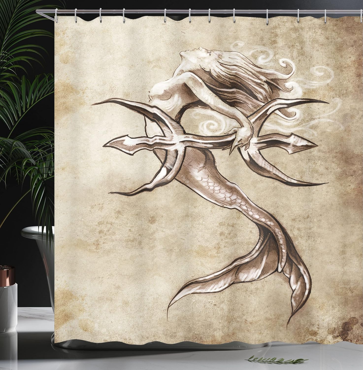 Ambesonne Mermaid Bathroom Curtain