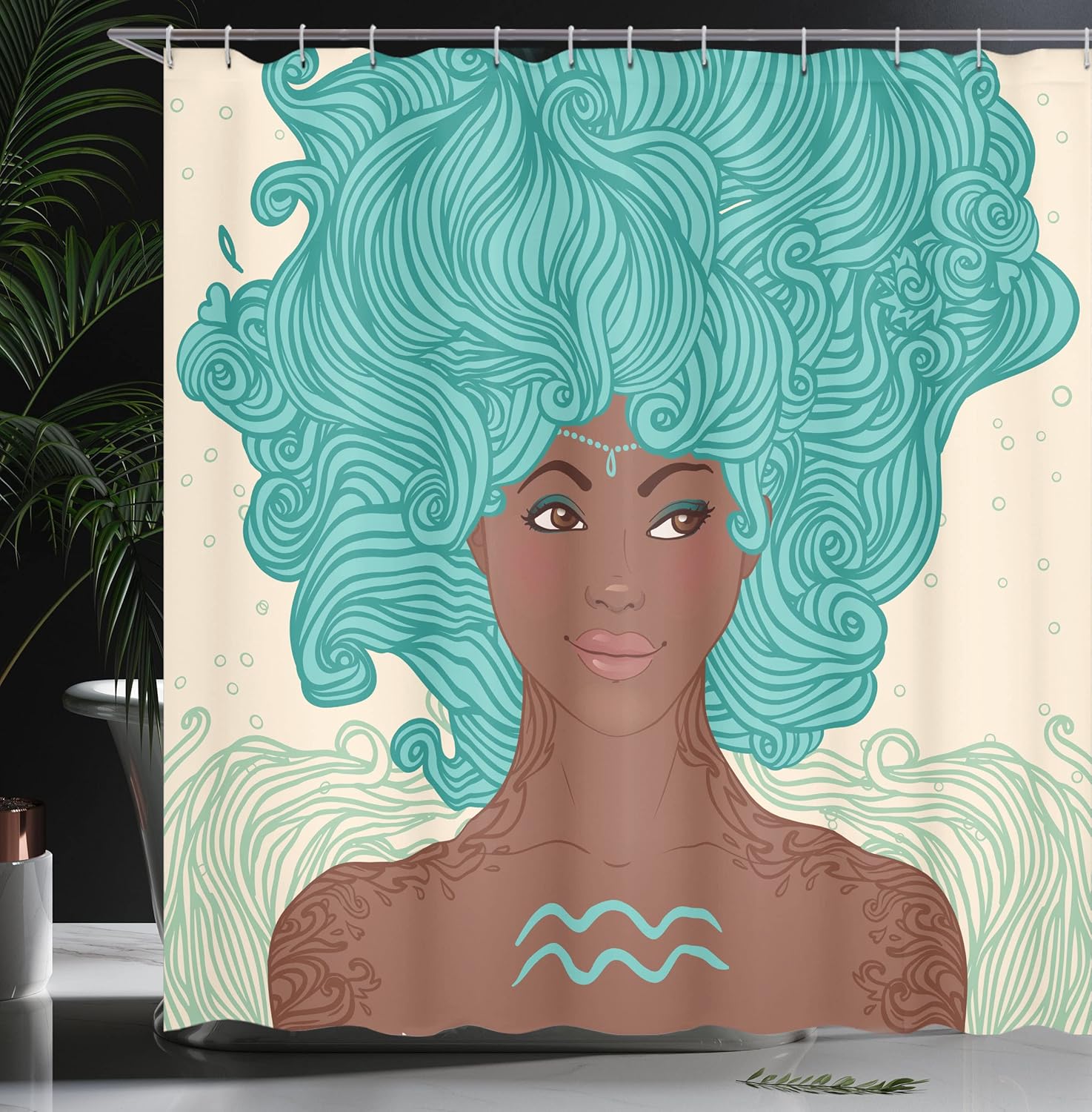 Ambesonne Zodiac Aquarius shower curtain