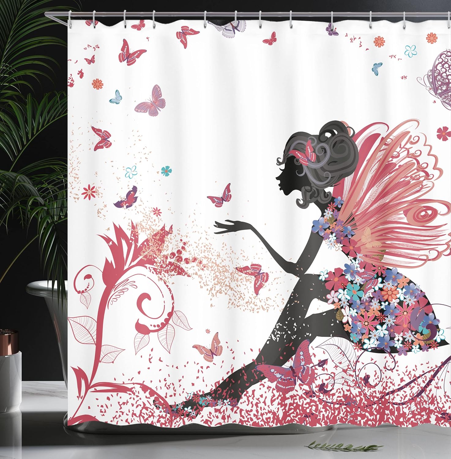 Ambesonne Fantasy Shower Curtain with 12 Hooks Pale Ruby