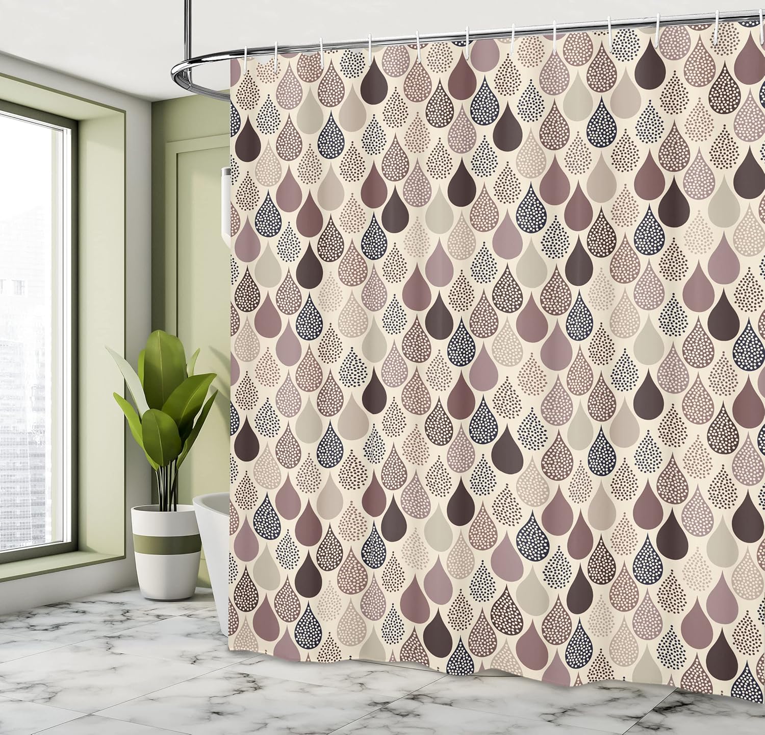 Ambesonne Geometric shower curtain raindrops and leaf design exactly better-designed immediate