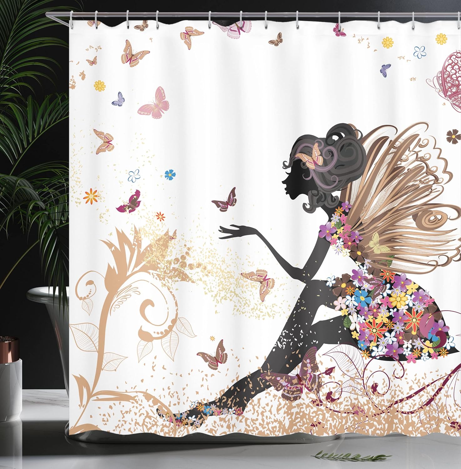 Ambesonne Fantasy Shower Curtain Spring Girl Wings Unique Bathroom Decor
