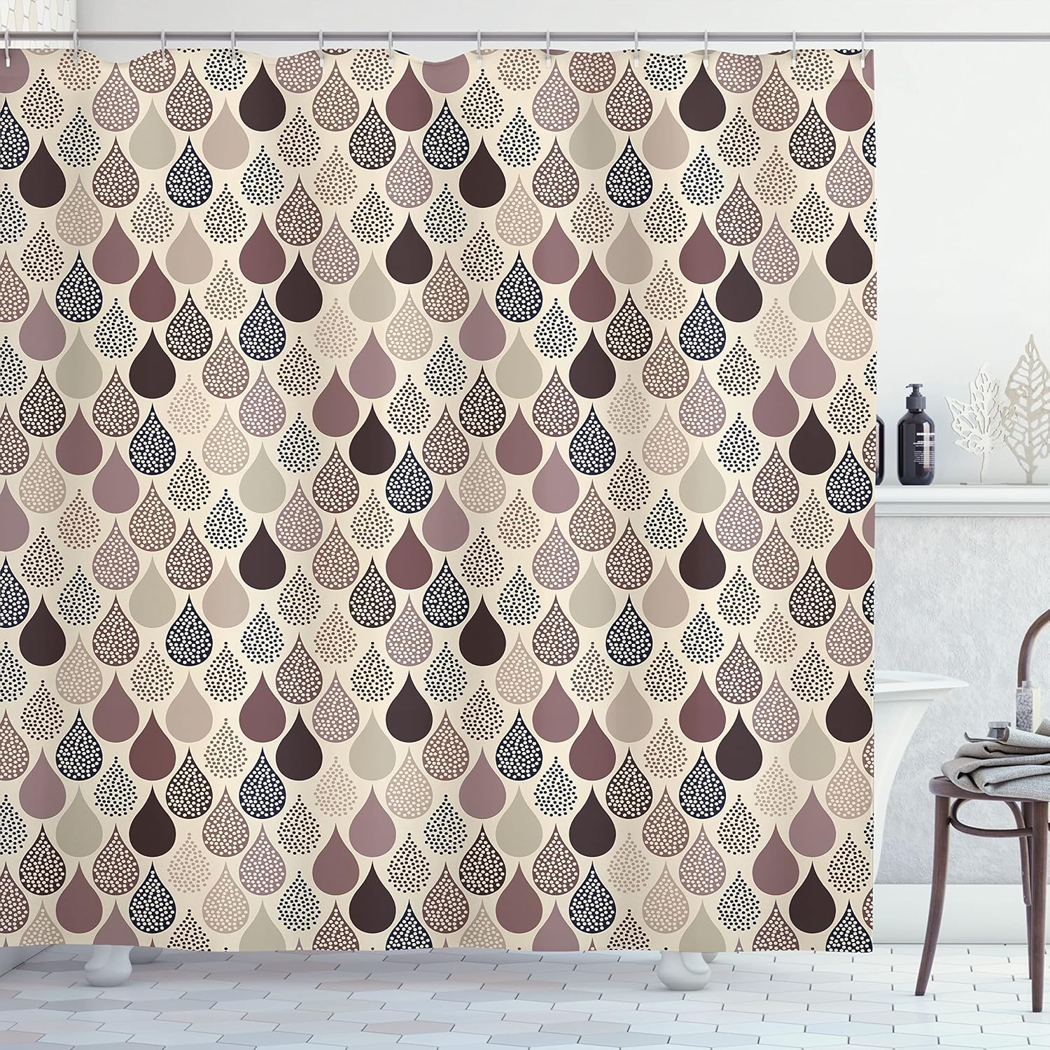 Ambesonne Geometric shower curtain raindrops and leaf design exactly better-designed immediate